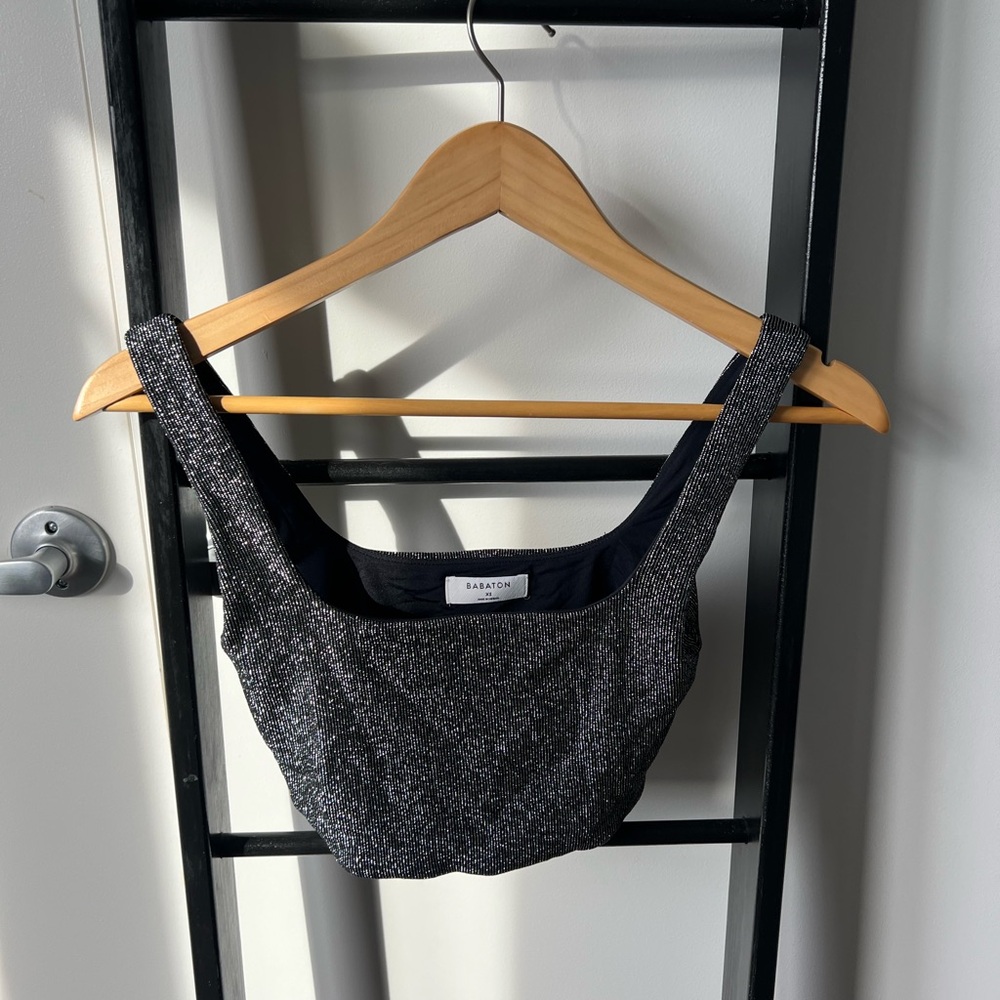 Babaton Black and Silver Crop Top